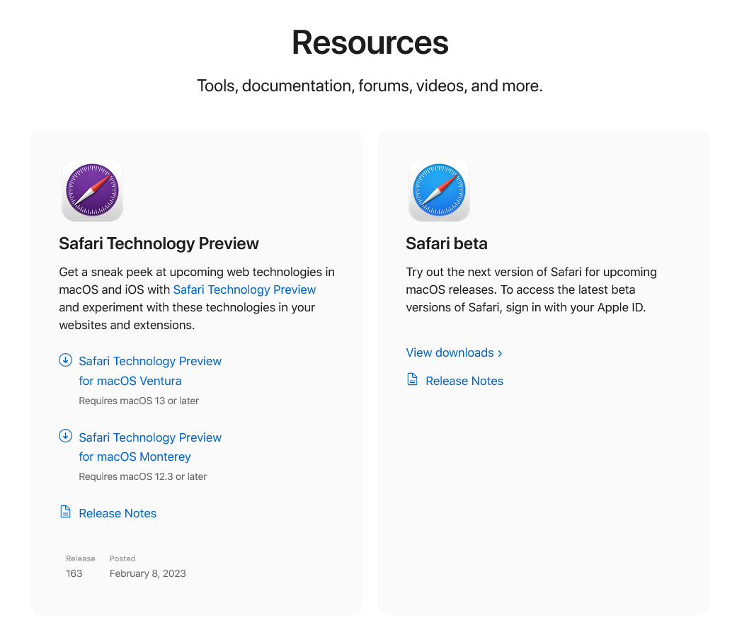 苹果发布 Safari 技术预览版 163：修复