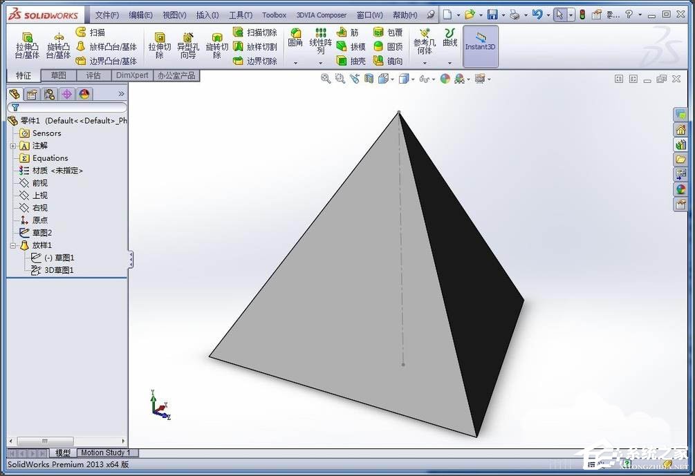 SolidWorks如何画正四面体