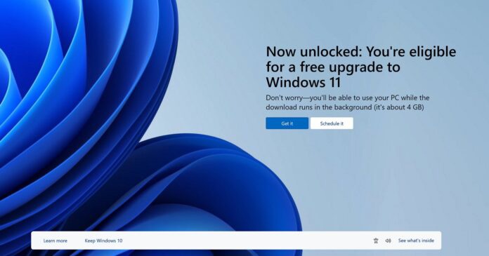 微软全屏提醒 Win10 用户免费升级 Win11，点击 5 次才能退出，建议升级！